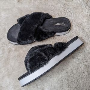 Koolaburra by Ugg Women's Roubie Fuzz Sandal Slippers Size 8 Black